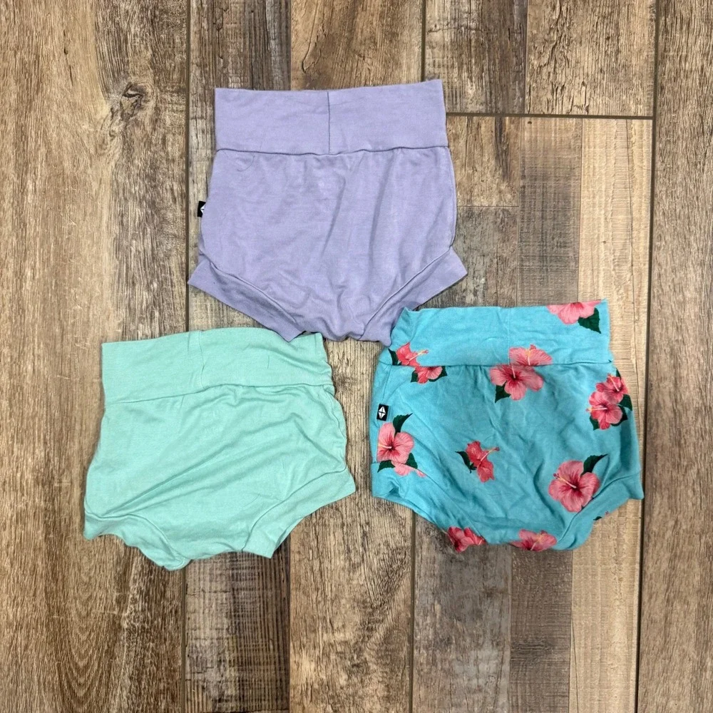 Kyte Baby 6-12M Bamboo Bummies Set of 3 Purple Sage Hibiscus Diaper Covers